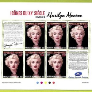 B0684 - NIGER - ERROR MISPERF  Stamp Sheet - 2023 - Marilyn Monroe, Actors