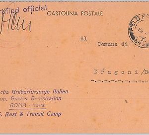 II WOLRD WAR - ITALY -  POSTAL HISTORY: CARD from REST & TRANSIT CAMP  1947