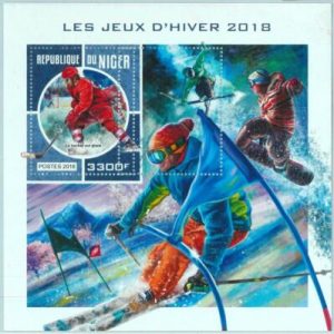 A1446 - NIGER, ERROR, МISPERF Souvenir sheet: 2018 Ice Hockey, Ski, Snowboarding