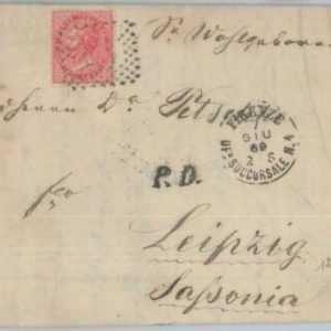 82443 - ITALY - Postal History - early COVER from FIRENZE to LEIPZIG Saxony 1869