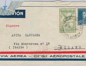 43458 -ARGENTINA-postal history-AIRMAIL COVER Via AEROPOSTAL to ITALY-06.11.1931