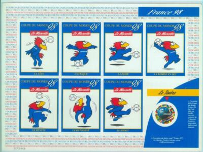 87538 - FRANCE -  1998 -  BOOKLET:  WORLD FOOTBALL CUP birds Flags