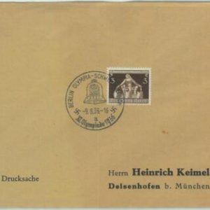 68182 - GERMANY - POSTAL HISTORY - COVER - 9.8.1936 Olympic postmark: BERLIN a