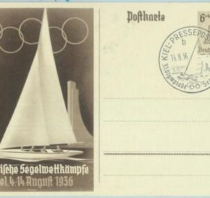 68200 - GERMANY - POSTAL  STATIONERY - 16.8.1936 Olympic postmark: KIEL b
