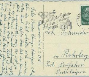 68214 - GERMANY - POSTAL HISTORY - CARD - 1.5.1936 Olympic postmark: HANNOVER
