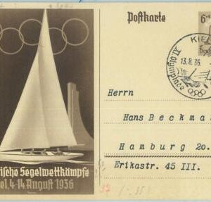 68201 - GERMANY - POSTAL  STATIONERY - 13.8.1936 Olympic postmark: KIEL f