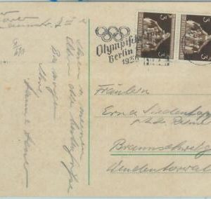 68220 - GERMANY - POSTAL HISTORY - CARD: 8.6.1936 Olympic postmark: Hamburg