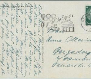 68219 - GERMANY - POSTAL HISTORY - CARD: 25.7.1936 Olympic postmark: Heidelberg