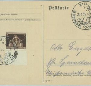 68246 - GERMANY - POSTAL HISTORY - CARD:  25.7.1935 Olympic postmark: KIEL e