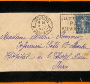 aa2928 - FRANCE - POSTAL HISTORY - 1924 Olympic Games POSTMARK on MOURNING COVER