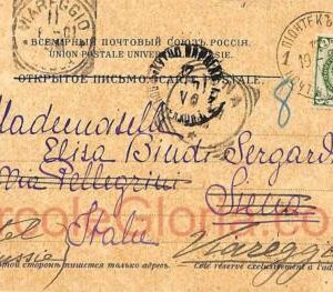 ad5944 - RUSSIA Poland - POSTAL HISTORY -  Postcard from PIONTEK to Italy 1901