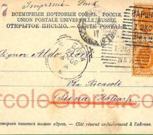 ad5947 - RUSSIA Poland - POSTAL HISTORY -  Postcard from WARSAW  to Italy 1902