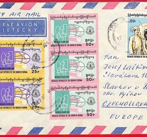 ai6003 - BURMA - POSTAL HISTORY - AIRMAIL Cover  to CZECHOSLOVAKIA  1960'S