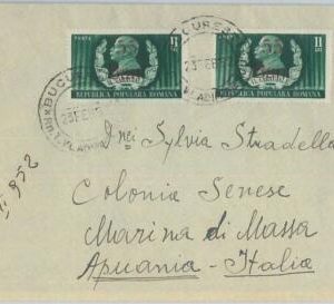 77584 - ROMANIA - POSTAL HISTORY - 1.10 L. LAND RATE on  COVER to ITALY 1952
