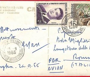 ai6010 - CAMBODIA - POSTAL HISTORY - POSTCARD to Italy  1966 Agricolture