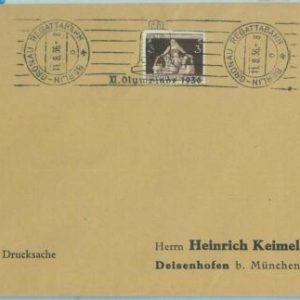 68273 - GERMANY - POSTAL HISTORY - COVER: 11.8.1936 Olympic postmark: REGATTA