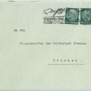 68278- GERMANY - POSTAL HISTORY -  Winter Olympic postmark  2.2.1936 LEIPZIG