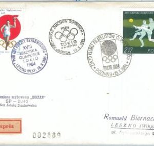72976 - POLAND - Postal History -  1st Flight Cover: OLYMPIC GAMES Football 1964
