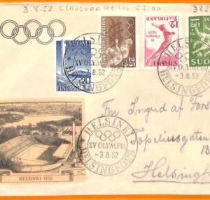 aa2839 -  FINLAND - POSTAL HISTORY - 1952 Olympics COVER Closing day of Games