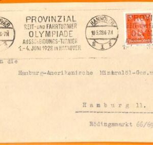 aa2899 - Germany - POSTAL HISTORY - 1928 Olympics POSTMARK on COVER FRONT Horse