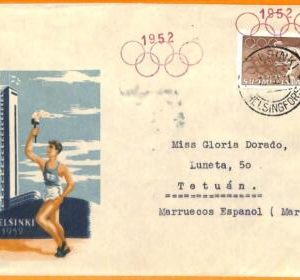 aa2842 - FINLAND - POSTAL HISTORY - 1952 Olympic Games FDC COVER to TETUAN