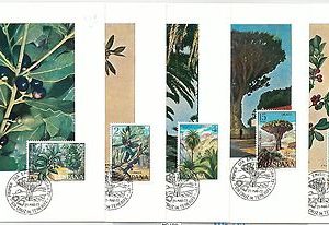 63734 - SPAIN - POSTAL HISTORY: Set of 5 MAXIMUM CARD 1973 -  NATURE Fruit TREES
