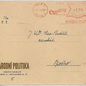 29794  Czechoslovakia Bohemia-Moravia -  POSTAL HISTORY -  1940   JOURNALISM