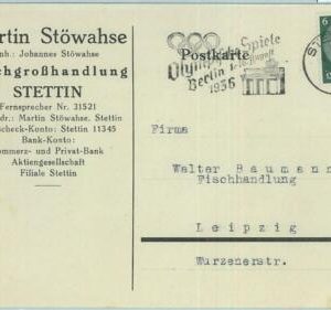 68237 - GERMANY - POSTAL HISTORY - CARD  Olympic postmark: STETTIN Poland