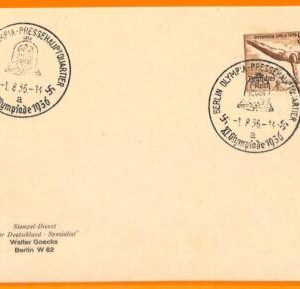 aa2879 - Germany - POSTAL HISTORY - 1936 Olympic Games SPECIAL POSTMARK