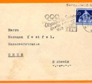 aa2887 - Germany - POSTAL HISTORY: 1936 Olympics POSTER STAMP on HOTEL COVER