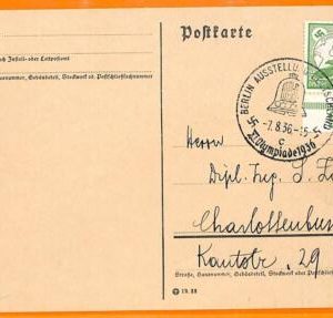 aa2874 - Germany - POSTAL HISTORY - 1936 Olympic Games SPECIAL POSTMARK