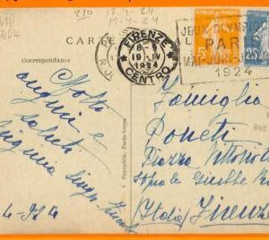 aa2931 - FRANCE - POSTAL HISTORY - 1924 Olympic Games POSTMARK : Rue JOUFFROY
