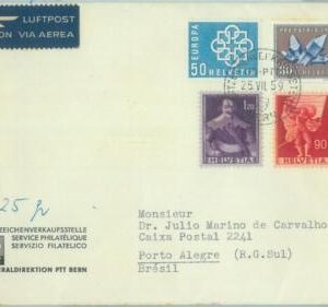 89103 - SWITZERLAND - POSTAL HISTORY -  AIRMAIL COVER to BRAZIL 1959  Minerals
