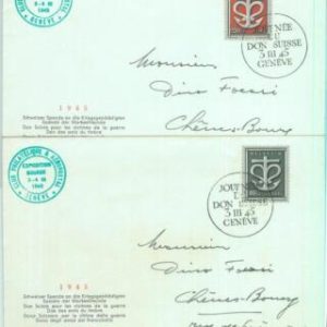89105 - SWITZERLAND - POSTAL HISTORY - SET of 2 special COVERS  1945