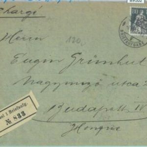 89102 - SWITZERLAND - POSTAL HISTORY -  REGISTERED COVER to HUNGARY   1922