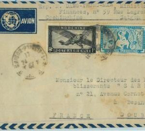 91219 - INDOCHINE Vietnam - Postal History - AIRMAIL  Cover to FRANCE  1947