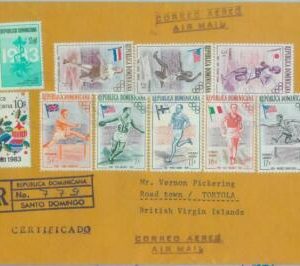 84784 - DOMINICANA - POSTAL HISTORY - COVER to VIRGIN ISLANDS medicine OLYMPICS