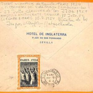 aa2922 - SPAIN - POSTAL HISTORY - 1924 Olympic Games  POSTER STAMP on COVER