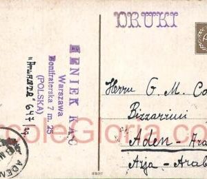 ad5952 -  POLAND - Postal History -  POSTCARD to ADEN!! Rare destination 1905