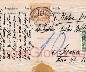 ad5960 - AUSTRIA Poland - Postal History - POSTCARD from MIKULICE to ITALY taxed