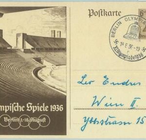 68120  - GERMANY -  POSTAL STATIONERY CARD - 1936 Olympic postmark: BERLIN r