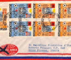 aa2460 - URUGUAY - Postal History -  COVER to ITALY - FOOTBALL  Olympics 1970's