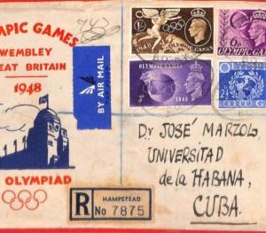 aa2577 - GB - Postal History - Registered COVER to HAVANA  1948  OLYMPIC GAMES