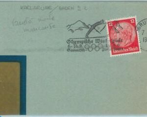 68294 - GERMANY - POSTAL HISTORY - 7.1.1936 Winter Olympic postmark: Karlsruhe
