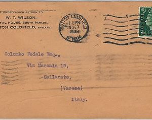 58138 -  GREAT BRITAIN - POSTAL HISTORY:  COVER to ITALY 1939 - CENSOR TAPE
