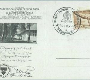 68190 - GERMANY - POSTAL HISTORY - CARD - 15.8.1936 Olympic postmark: BERLIN a