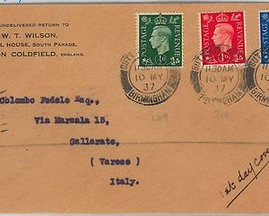 58126 - GB - POSTAL HISTORY: SG # 462/3 + 466 on FDC COVER to ITALY 1937 Royalty