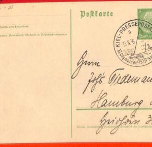 aa2563 - Germany - POSTAL HISTORY - 1936 Olympic Games SPECIAL POSTMARK sailing