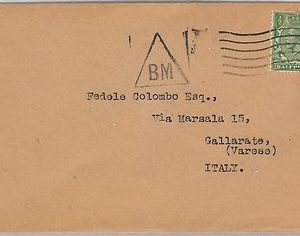 58132 -  GREAT BRITAIN - POSTAL HISTORY: COVER to ITALY  - TRIANGULAR POSTMARK