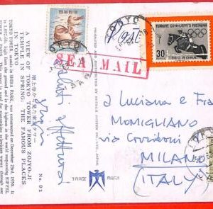 aa2568 - JAPAN - POSTAL HISTORY - 1963  Olympic Games POSTER STAMP on POSTCARD